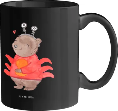 Produktbild von Mr. & Mrs. Panda Kaffeetasse Krebs Genießer - Schwarz - Geschenk, Keramiktasse, kaffeebecher keramik, Tasse, Tierkreiszeichen, Geschenke Astrologie, Geschenkideen, schöne