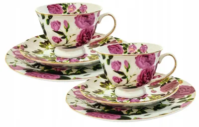 Productafbeelding van Koffieporselein 6 elem 2x kop 2x schoteltje 2x bord ontbijtbloem