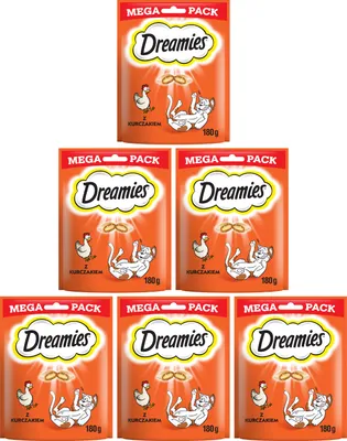 Produktbild von Dreamies Mega Pack - Katzenleckerli mit leckerem Huhn, 6 Packungen à 180g (6x180g)