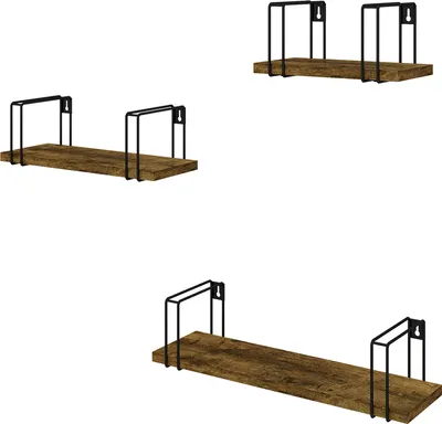 Produktbild von Vicco Wandregal Fyrk, 3 Teile, Antikholz/Schwarz