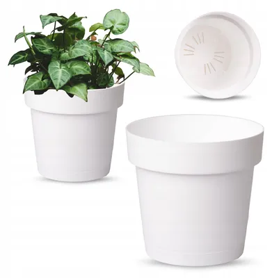 Produktbild von OMAGO Blumentopf mit Untersetzer Kunststoff Weiß 20cm