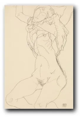 Produktbild von Kunstdruck „Halbnackte mit erhobenen Armen“ von Egon Schiele – 60×90 cm – ungerahmt