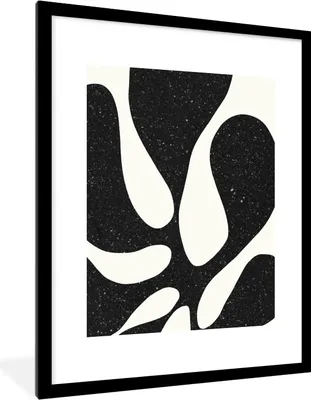 Produktbild von MuchoWow® Gerahmtes Poster Pflanze - Schwarz - Minimalismus 60x80 cm - Poster mit Schwarzem Bilderrahmen Wandposter Rahmen Foto Bilder - Wohnzimmer - Dekorationen - Prämie