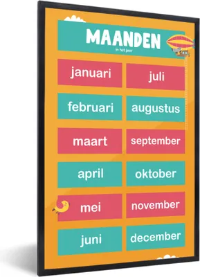 Produktbild von MuchoWow® MuchoWow® Gerahmtes Poster Kinderzimmer - Monate - Bildung - Mädchen - Kinder - Kind - Kindheit 60x90 cm - Poster mit zchwarzem Bilderrahmen - Kunst