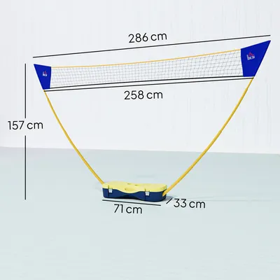 Produktbild von HOMCOM Badminton Netz mit Stand Badminton-Netzständer mit 4 Schlägern tragbar