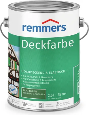 Immagine prodotto di Remmers Leaf Green Topcoat, 2,5 litri, finitura per interni ed esterni, vernice di protezione dagli agenti atmosferici per molti supporti, altamente coprente, resistente alle intemperie