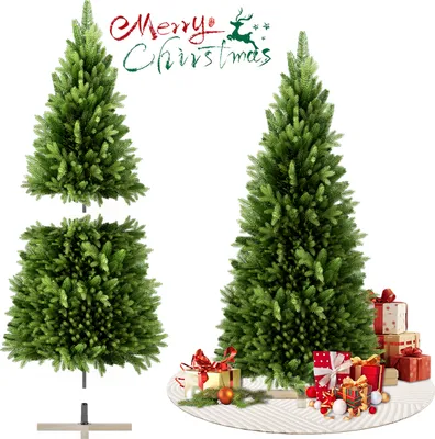 A Christmas tree with gifts and decorations.