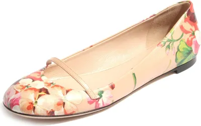Produktbild von B0174 GUCCI rosa geblümte Schuhe Damen Ballerina Schuh