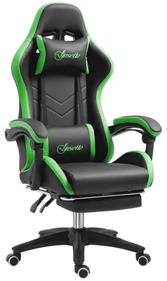 Produktbild von Gaming-Stuhl mit verstellbarer H?he und verstellbarer Rš¹ckenlehne, 65 x 65 x 121šC129 cm, schwarz und grš¹n