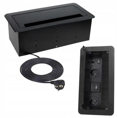 Image de Prise intégrée pour meubles, prise de table avec USB, RJ45 et HDMI