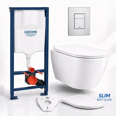 Produktbild von Grohe Vorwandelement WC-Schüssel Betätigungsplatte SkateC Chrom | BADLAND ROLO, KI-generiertes Bild