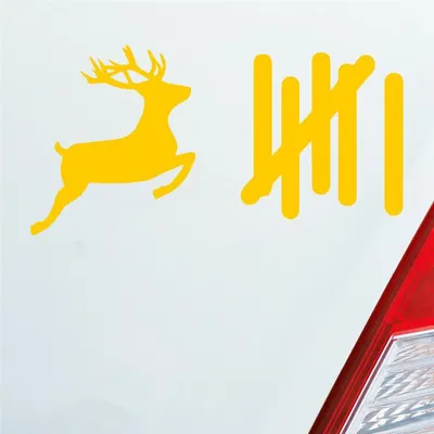 Produktbild von Auto Aufkleber Strichliste Tally List Hirsch Winter Deer 15x8 cm Gelb Sticker Heckscheibenaufkleber