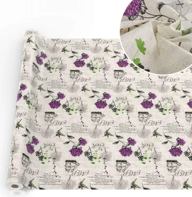 Produktbild von Tischdecke Hortensien mit Blumen Botanik aus Stoff Tischwäsche mit Beschichtung Tischtuch Barock Beige Breite 140cm Länge 2000cm mit Schnittkante