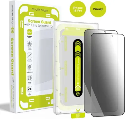 Obrázek produktu pro Mobile Origin SGA-FP-I16PRO-2PK, Apple, iPhone 16 Pro, Odolné proti poškrábání, Odolnost proti pádu, Nárazuvzdorné, Voděodolný, Odolnost proti oleji, Průhledná, 2 kusů