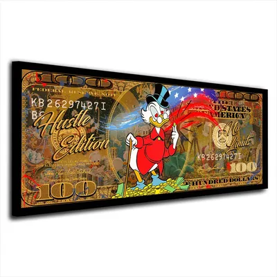Produktbild von Duck Pop Art Money Comic Leinwandbild Wandbild Deko Kunst XL: 75x30x2cm