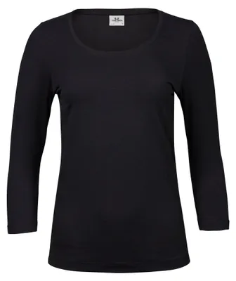 Produktbild von Tee Jays - T-Shirt für Damen  3/4 Ärmel FK1517 (L) (Schwarz)