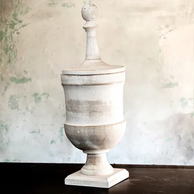 Produktbild von Holzvase, Urne, Deckel | Holz, beige | H 46,0 x B 15,5 cm