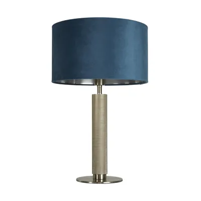 Obrázok produktu pre London Tischleuchte - Knurled Satin Nickel Samstschirm blau-grün