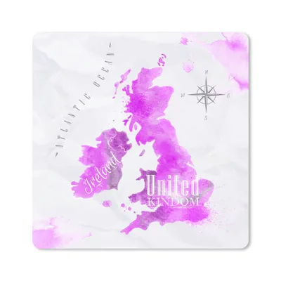 Produktbild von MuchoWow® Mauspad Mousepad Weltkarte - England - Rosa 30x30 cm - Mousepads - Maus Mat - Pad - Mausunterlage - Gaming