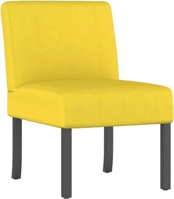 Produktbild von Hellgelber Polsterstuhl, moderner Stoffessel mit Holzbeinen, gepolsterter Akzentstuhl für Wohnzimmer und Schlafzimmer, bequemer Loungesessel mit Schaumstofffüllung, 48x64x72 cm