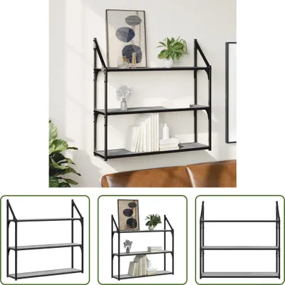 Obrázok produktu pre The Living Store Nástenná polica 3 priehradky Grey Sonoma 80x21x78,5 cm Materiál na báze dreva