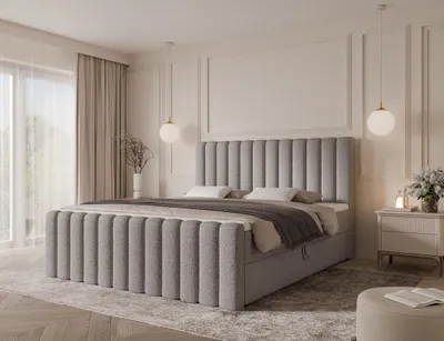 Produktbild von Emlar Boxspringbett Cansas MAX 140x200 - Komplett-Set mit Matratze und Topper - Polsterbett mit Bettkästen - Boxspringbett Grau (Quelle 83)