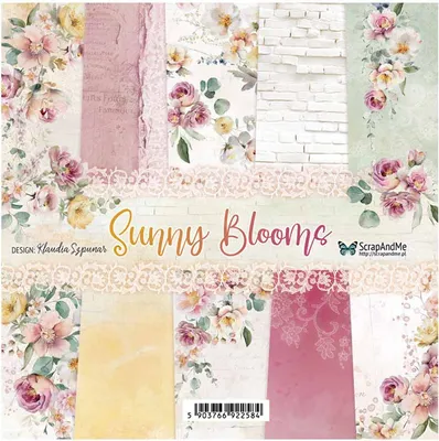 Image de SCRAPANDME - Lot de 15 feuilles de papier de scrapbooking double face 20 x 20 cm - Sunny Blooms