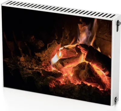 Produktbild von Lagerfeuer – Magnetische Heizkörperabdeckung – 80x60 cm – Magnet Heizkörperabdeckung – 3D Würfel – Heizkörperverkleidung – Magnetische Wandverkleidung – Wetterfest