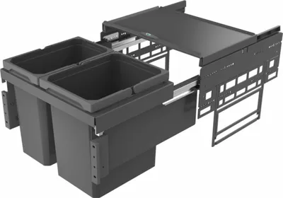 Immagine prodotto di NABER 8013400 Cestino per rifiuti da 27,5 (12+15,5) litri COX® BASE 360 K/500-2 senza coperchio antracite, H 360 mm