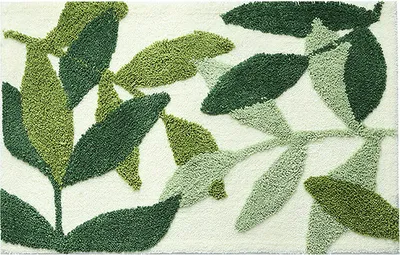 Image de 50 * 80 cm Tapis de bain avec des feuilles vertes flocage antidérapant absorbant tapis de bain en microfibre pour la maison