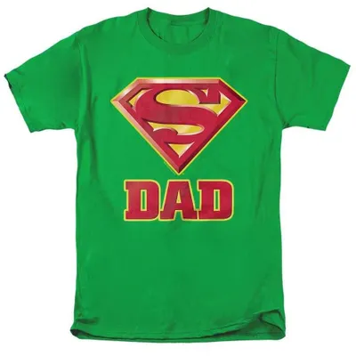 Image de T-shirt "Super Dad" Superman, pour hommes et femmes, modèle unie, référence TV38749 (taille S), couleur jaune-vert vif