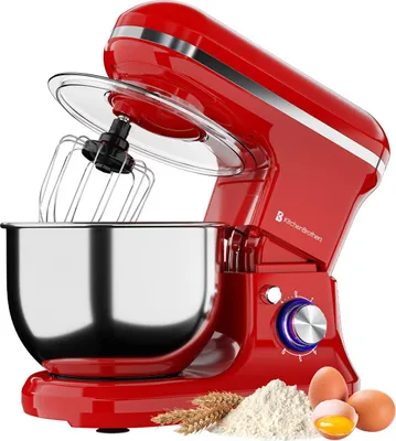 Produktbild von KitchenBrothers Küchenmaschine 1200W Rot - 5L Rührschüssel - Mixer