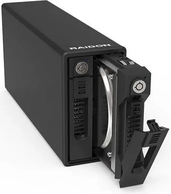 Produktbild von Raidon GR3660-BA31, SOHO-RAID, RAID 0,1,JBOD, für 2x 3,5" und 2,5" SATA III (6Gbit/s) HDD/SSD, USB 3.1 Host, UASP, C to C & C to A Kabel, 0 TB, 830 g, Desktop, Schwarz