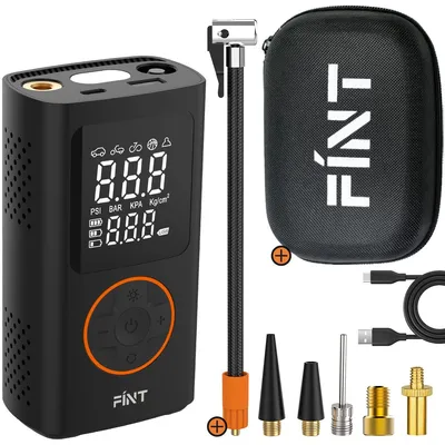 Produktbild von FÍNT V2 Akku Luftpumpe, Mini Kompressor 10,3 bar für Fahrrad, Auto, Motorrad