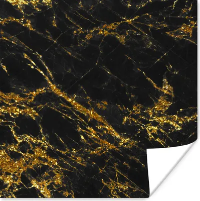 Produktbild von MuchoWow® Poster Marmor - Gold - Schwarz 50x50 cm - Wohnzimmerdekoration