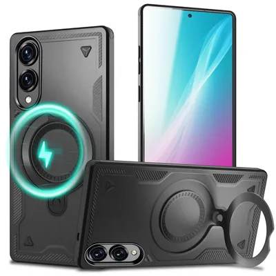 Obrázek produktu pro Magnetické ochranné pouzdro NALIA pro Samsung Galaxy S25 Edge – kompatibilní s MagSafe a 360° kroužkem – STORMGUARD (pouzdro do terénu) – značka z Berlína – vulkanická černá