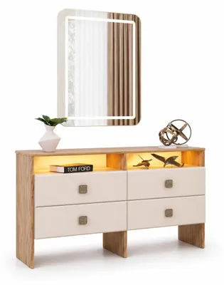 Produktbild von Schminktisch Kommode mit Spiegel und Licht Modernes Design stilvolle Möbel