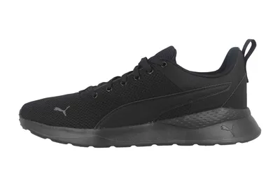 A black Puma Anzarun Lite running shoe shown from the side.