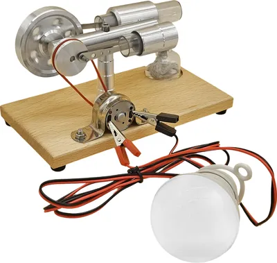 Produktbild von Heissluft-Stirlingmotor, Stromgenerator-Motormodell mit LED-Gluehbirne, Schwungrad-Design, wissenschaftliches Experiment mit CNC-Aluminiumlegierungsbasis, DIY-Lernspielzeug fuer Lehrer, Erwachsene, Kinder, Schule, Buerodekoration
