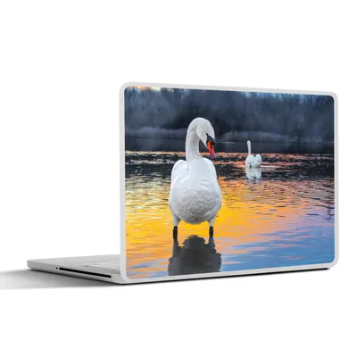 Produktbild von MuchoWow® Laptop Aufkleber Sticker Cover Schwan - Vogel - Sonnenuntergang - Wasser 25x18 cm - Laptop-Deko