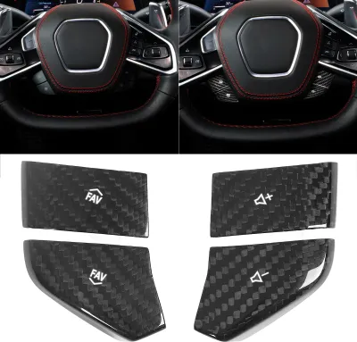 Produktbild von Lenkradschalter-Knopfverkleidung, Kohlefaser-Ersatz für Corvette C8 ab 2020, Weiß