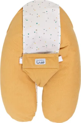 Zdjęcie produktu dla Poduszka ciążowa 3-w-1 Tinéo MultiRelax, Tkanina Frotte, Żółta w Groszki, Z Wbudowanymi Szleczkami