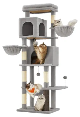 Image de Arbre à gratter Feandrea, grand, 174 cm de hauteur, taille XL, avec 2 cachettes et 2 plateformes de repos