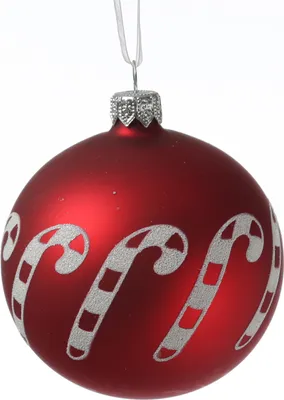 Christbaumkugel Zuckerstange - Weihnachtsbaumkugel - Glas - D: 8cm - matt rot