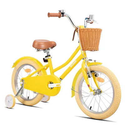 Productafbeelding van KEANO Prinses kinderfiets voor meisjes, verkrijgbaar in de maten 12, 16 en 20 inch, met rieten mandje, dubbele rem en kettingbeschermer