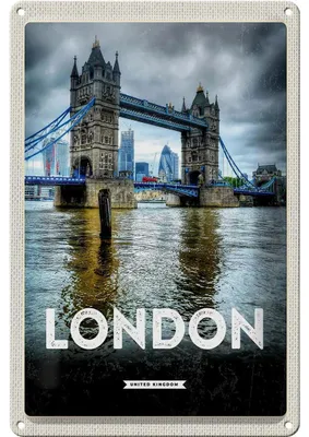 Produktbild von Blechschild Reise 20x30cm London England Reiseziel Brücke