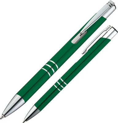 Produktbild von 10 Kugelschreiber aus Metall / Farbe: grün