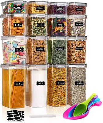 Produktbild von Luftdichtes 16-teiliges Küchenorganizer-Set, luftdichter Behälter mit Deckel, 0,8L + 1,4L + 2,0L + 2,8L, BPA-frei