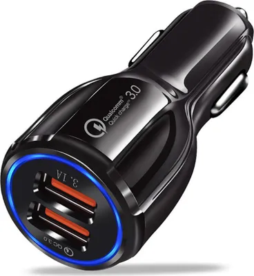 Produktbild von Schnellladung Qc3.0 Dual Usb Auto Ladegerät Universal Doppel Schnellaufladung 12v 24v Smart Adapter Schwarz