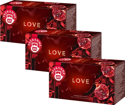 Produktbild von Teekanne Love Tee Granatapfel 3x 20 Teebeutel - Früchtetee Mischung mit Stevia